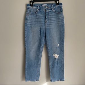 Loft High Waist Straight Crop Light Wash Distressed Jeans Size 4 27